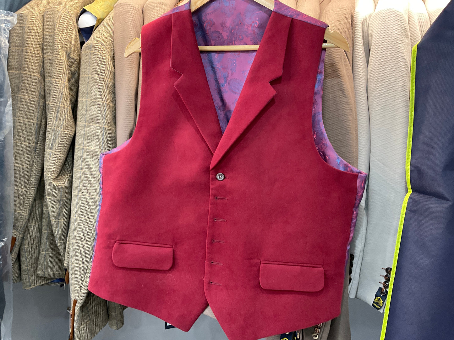 Hunt and holditch mustard and wine moleskin waistcoats lapel or traditional