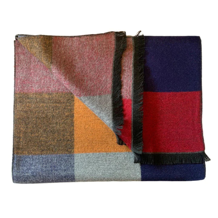 Multi coloured check bamboo scarf