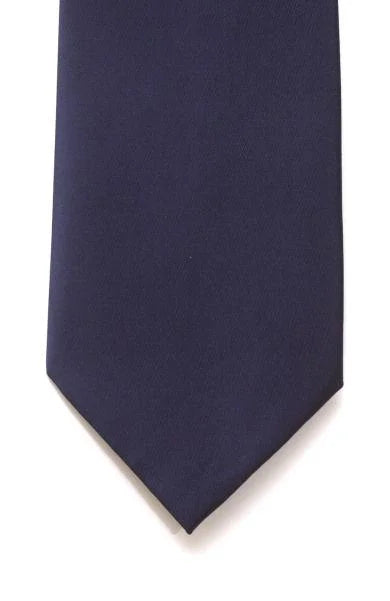 LA SMITH Navy satin tie and pocket square