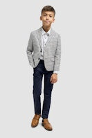 Boys beige check blazer. Bartela