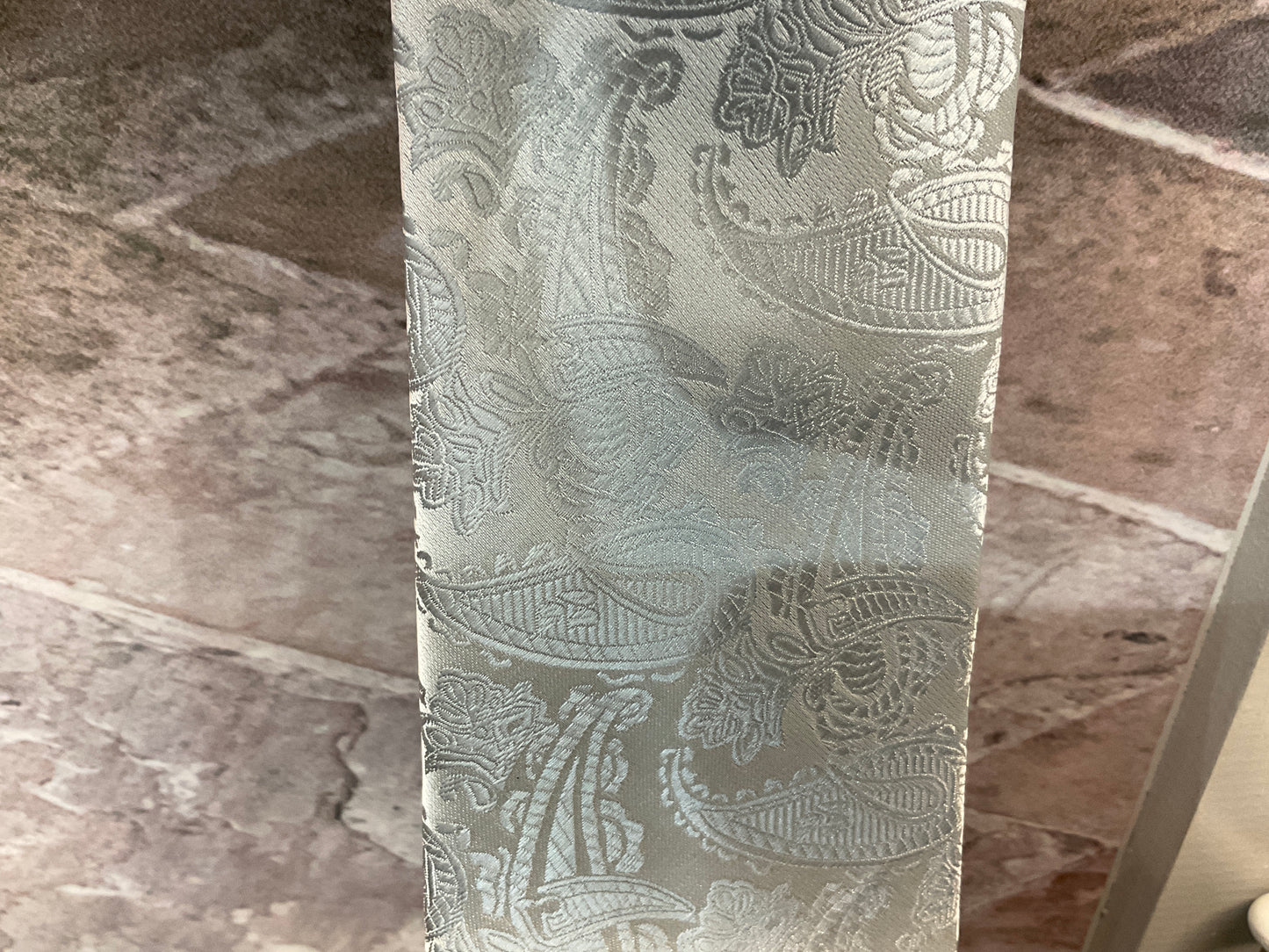 Van buck poly paisley silver tie and hank