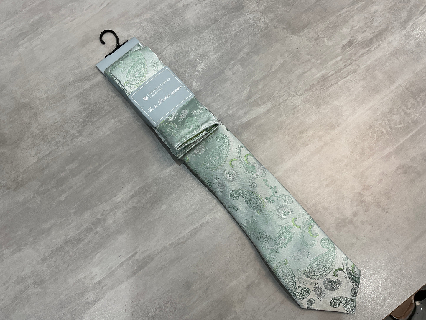 Daniel Graham Mint Paisley and flower Tie and Pocket Square