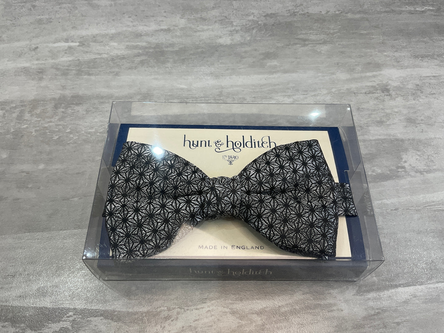 Silver black star bow tie