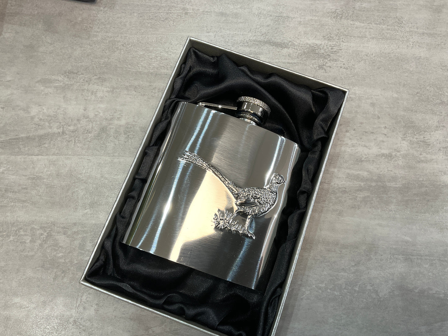 Pheasant Silver Hip Flask