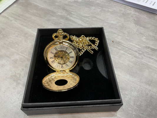 Pocket watch half hunter gold mechanical pw04
