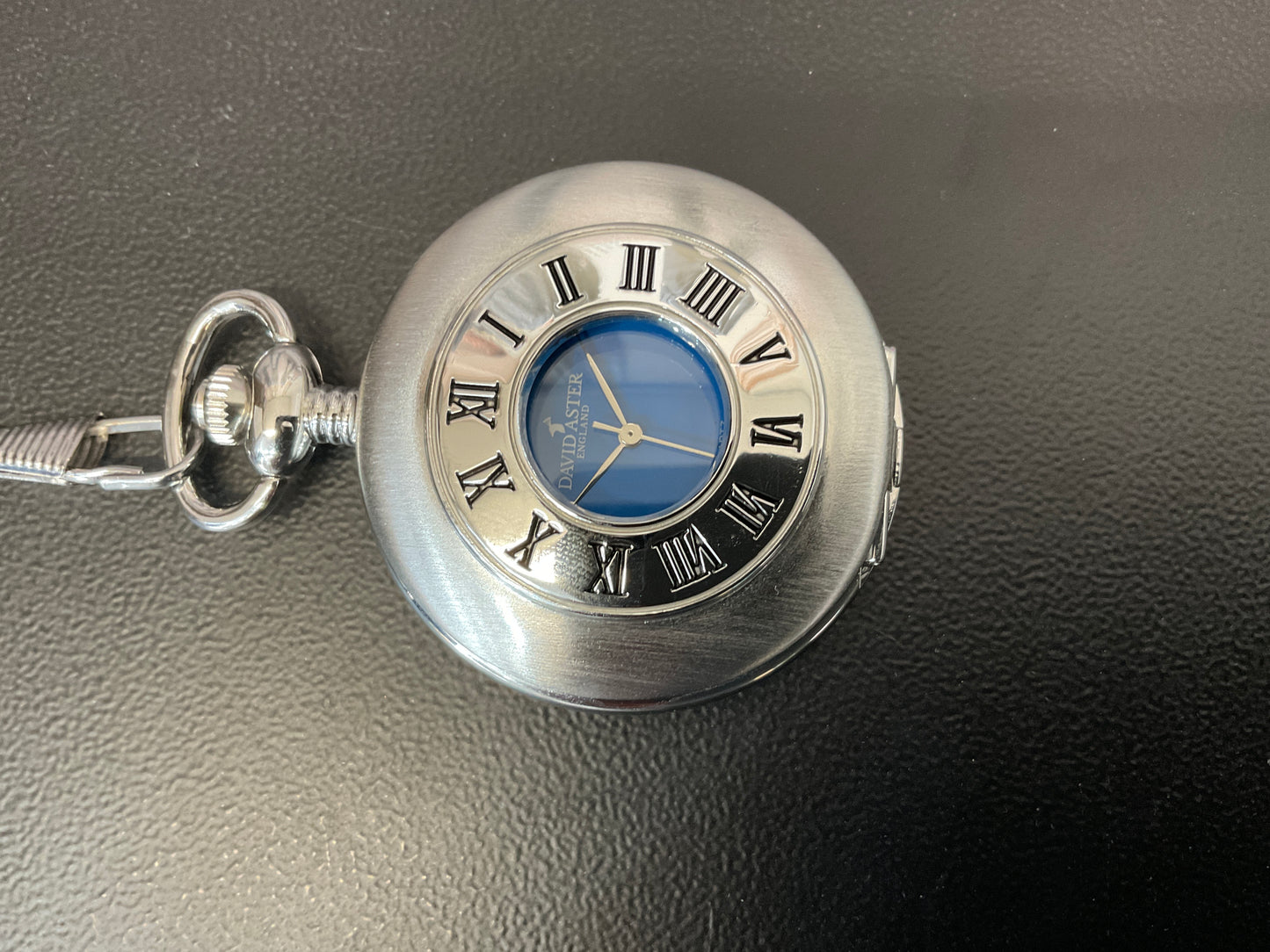 Silver & blue quartz half hunter