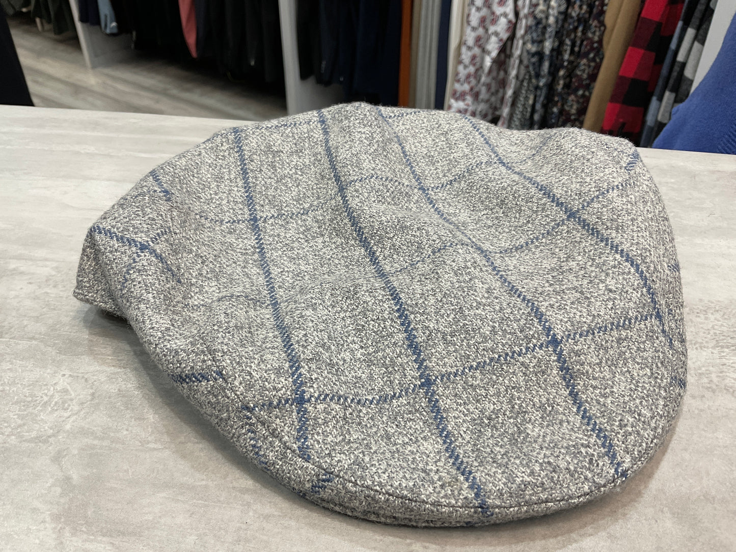 Heirloom flat cap grey and navy check medium