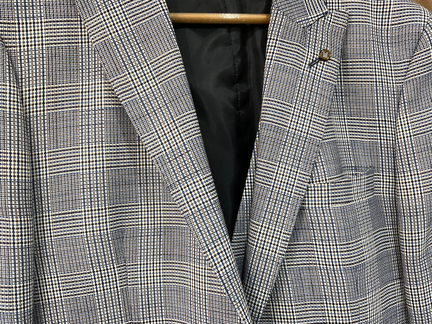 Torre navy/blue check blazer and waistcoat