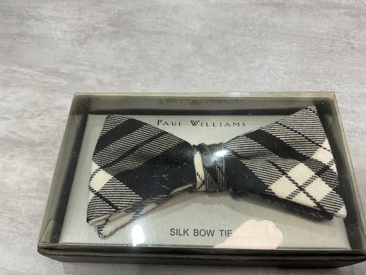 Black tartan silk bow tie