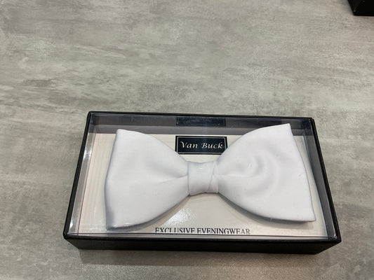 White satin bow tie
