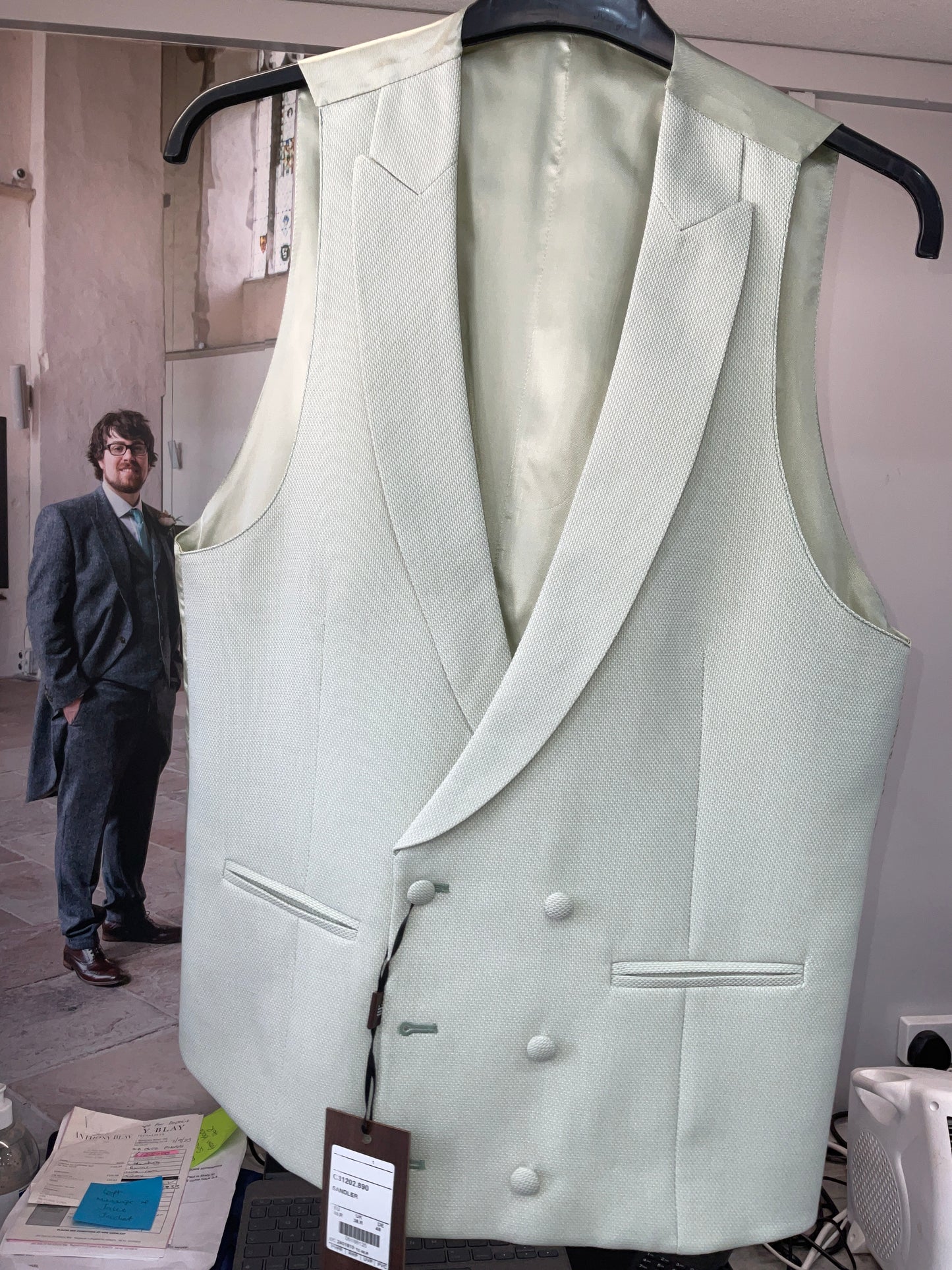 Sandlar light green c31202.890 double breasted