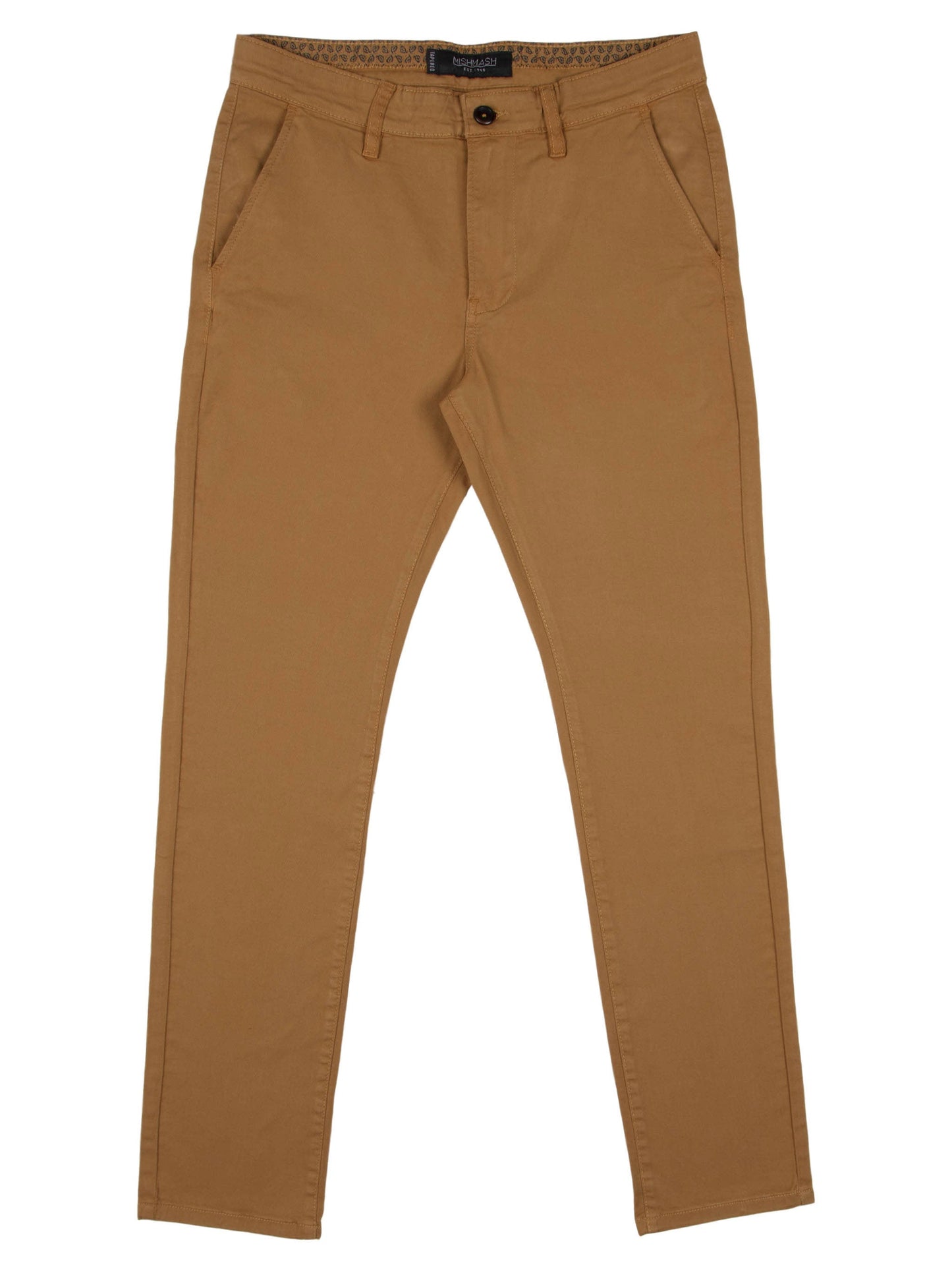 Cotton stretch mens chino trouser tobacco mish mash jeans