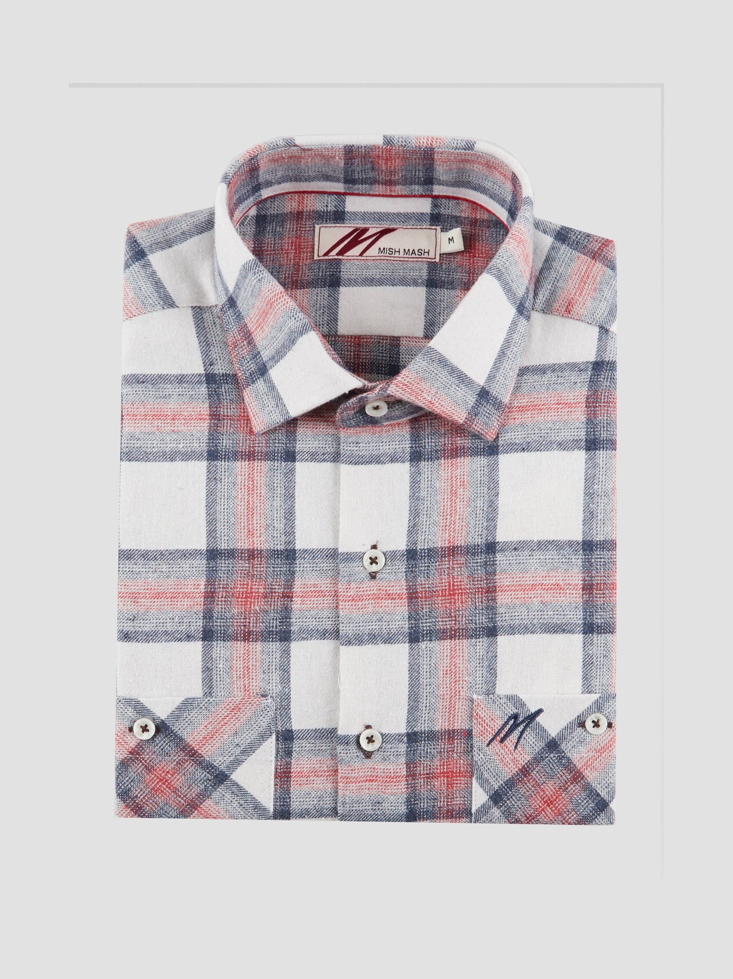Regular Fit Alaska White/Navy Check Flanneled Long Sleeve Shirt