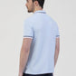 Regular fit mens cotton textured jersey with sport collar tipping sky light blue short sleeve polo mish mash jeans