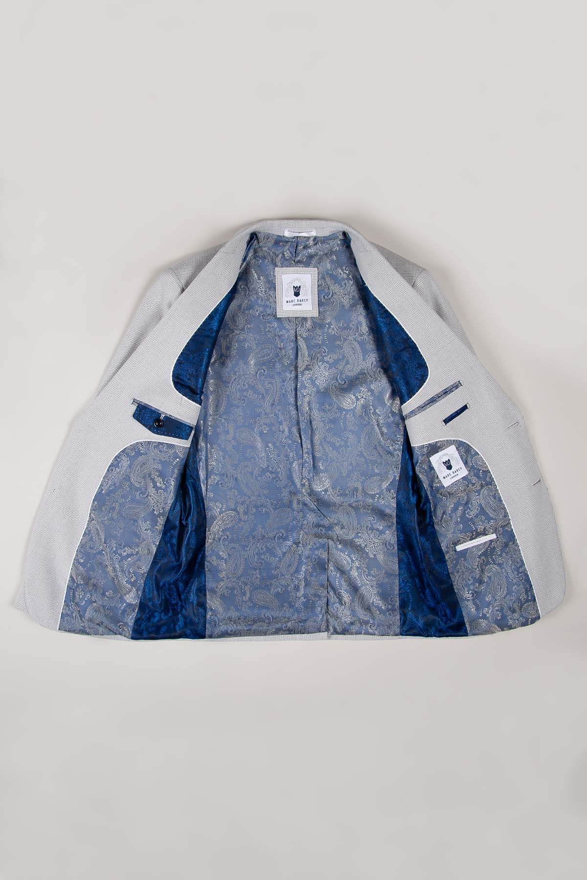 Men's BROMLEY - Stone Check Blazer - Marc Darcy Menswear