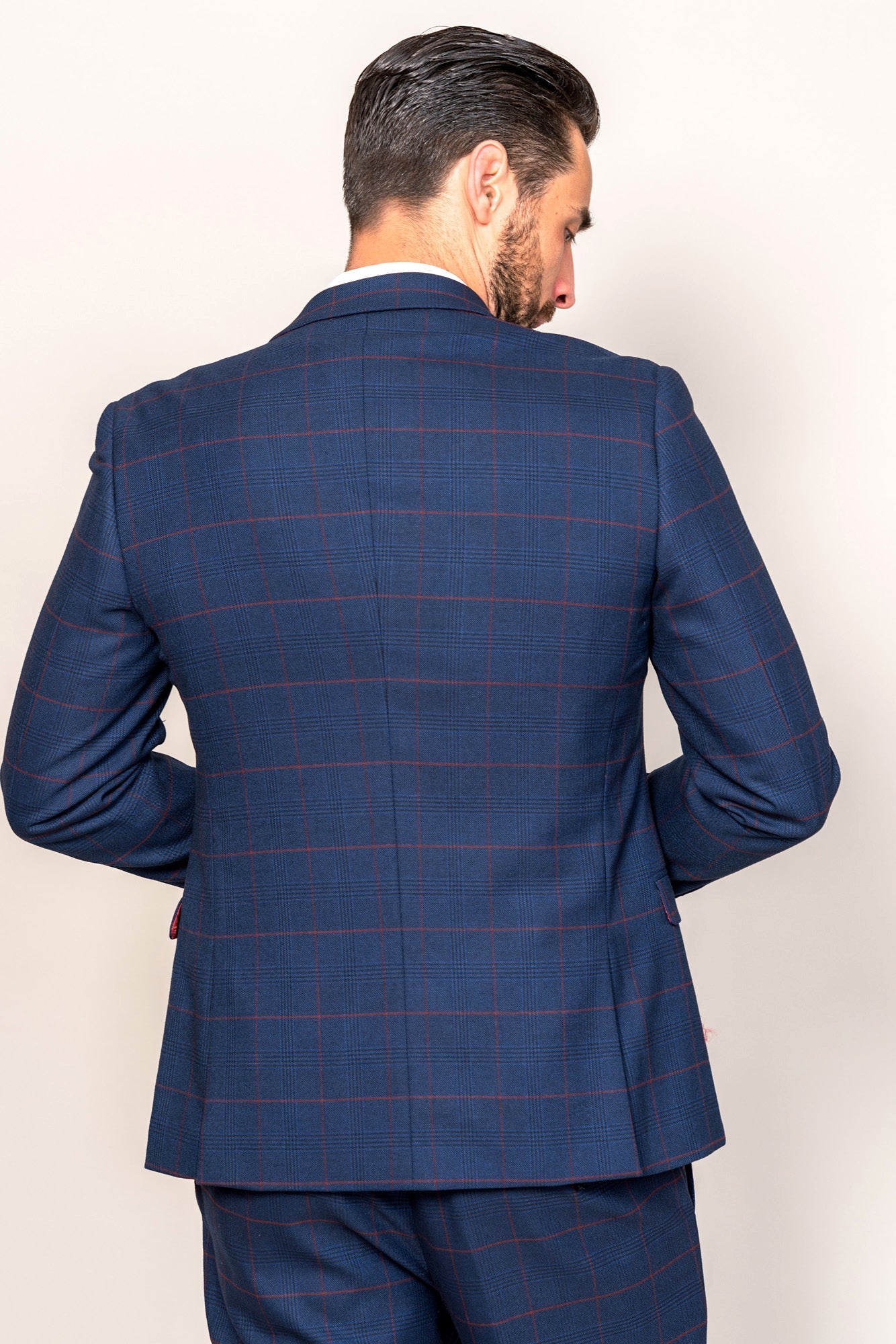 EDINSON - Navy Wine Check Blazer