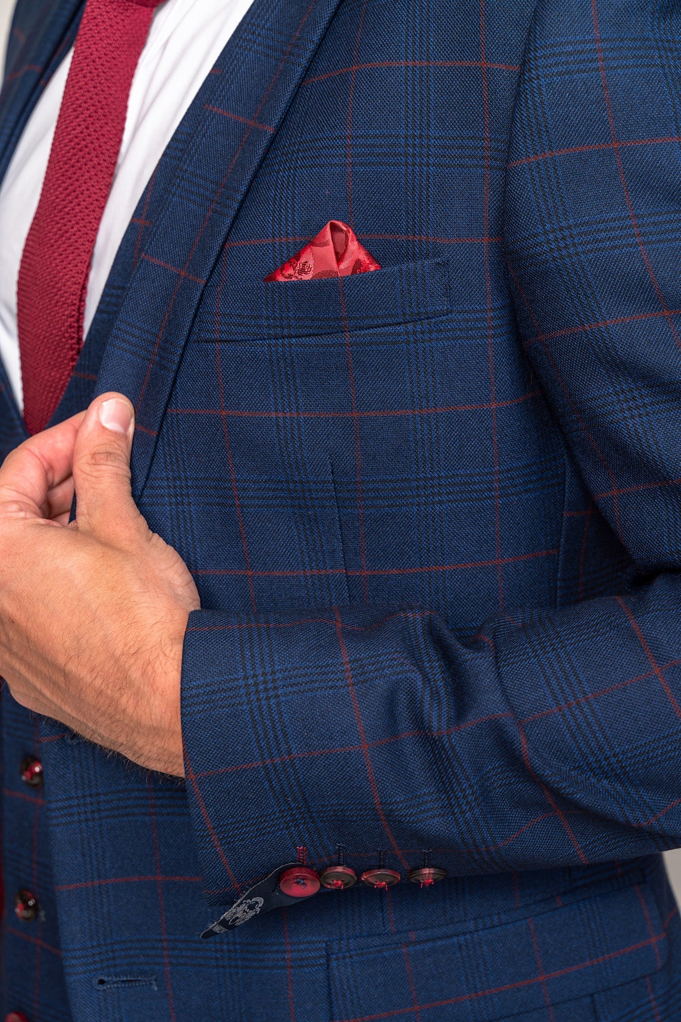 EDINSON - Navy Wine Check Blazer