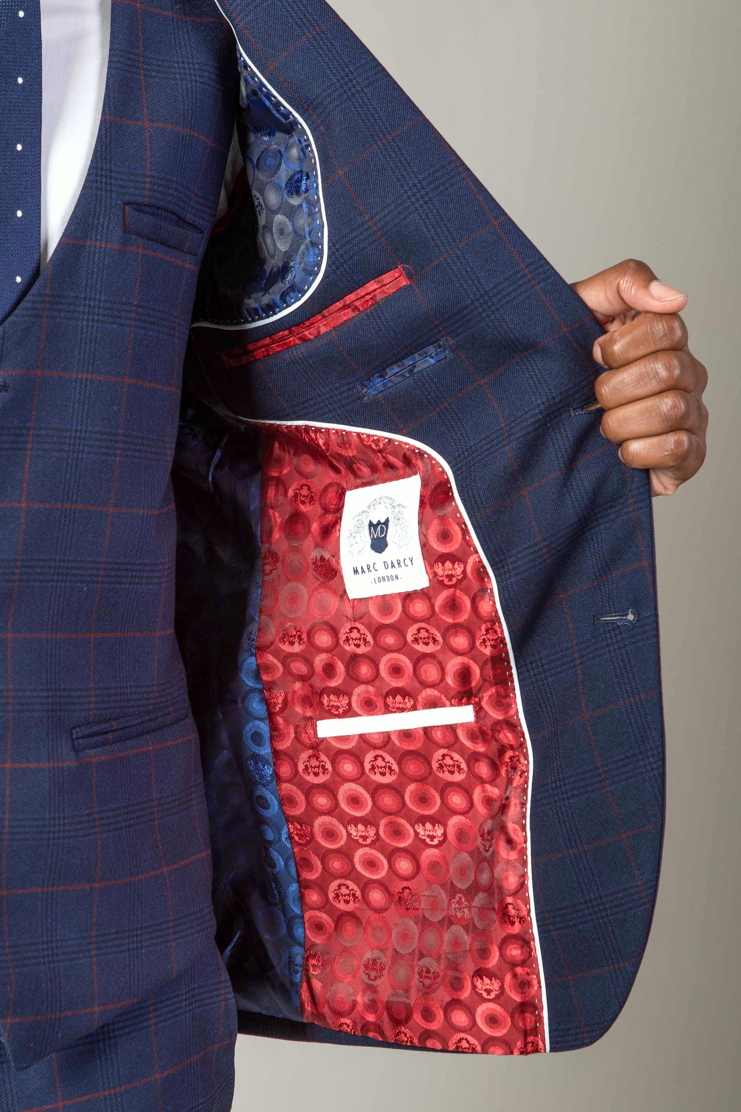 EDINSON - Navy Wine Check Blazer