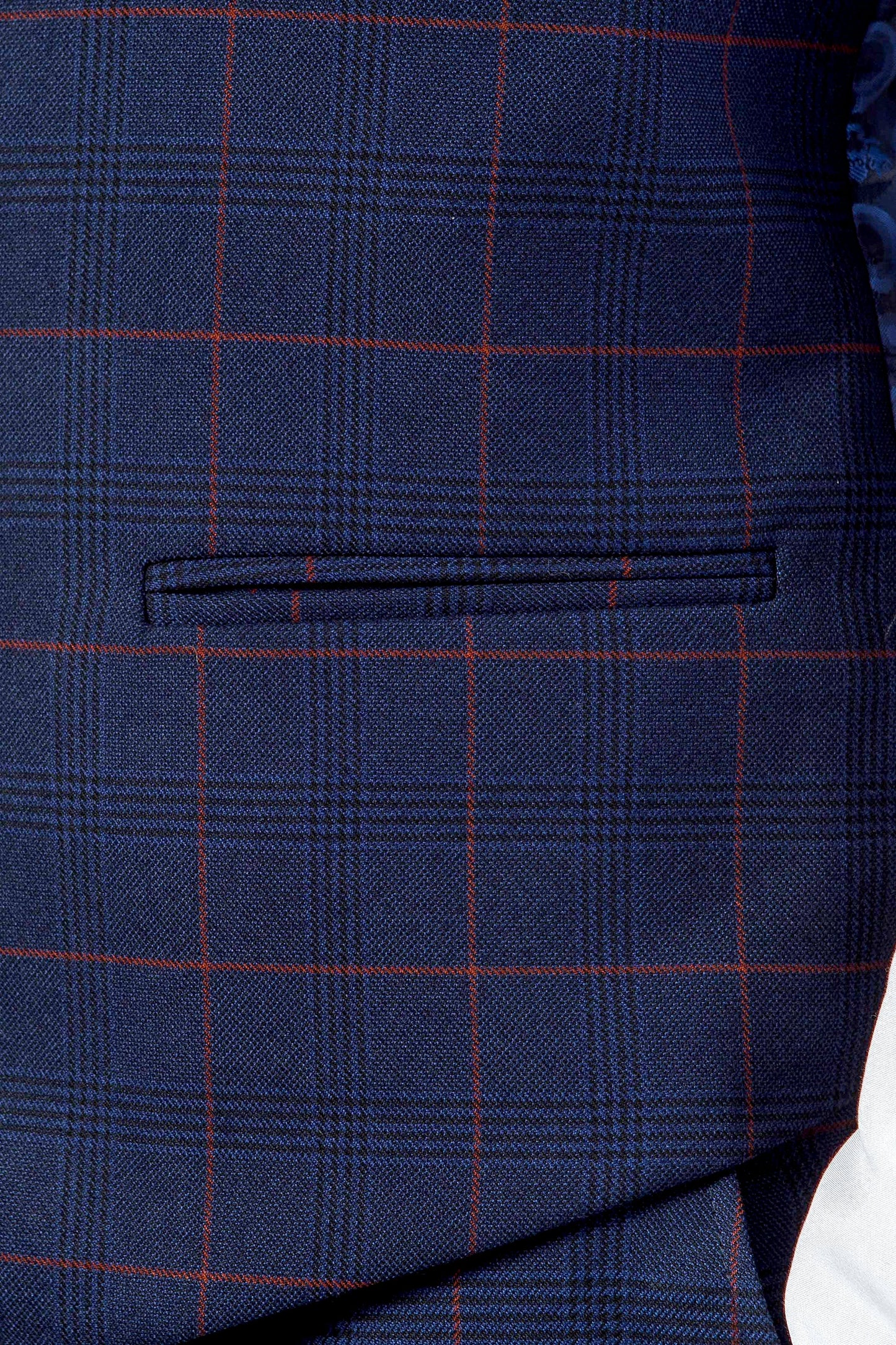 EDINSON - Navy Wine Check Single Breasted Waistcoat