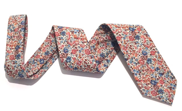 Emma & Georgina Orange Cotton Tie Made with Liberty Fabric