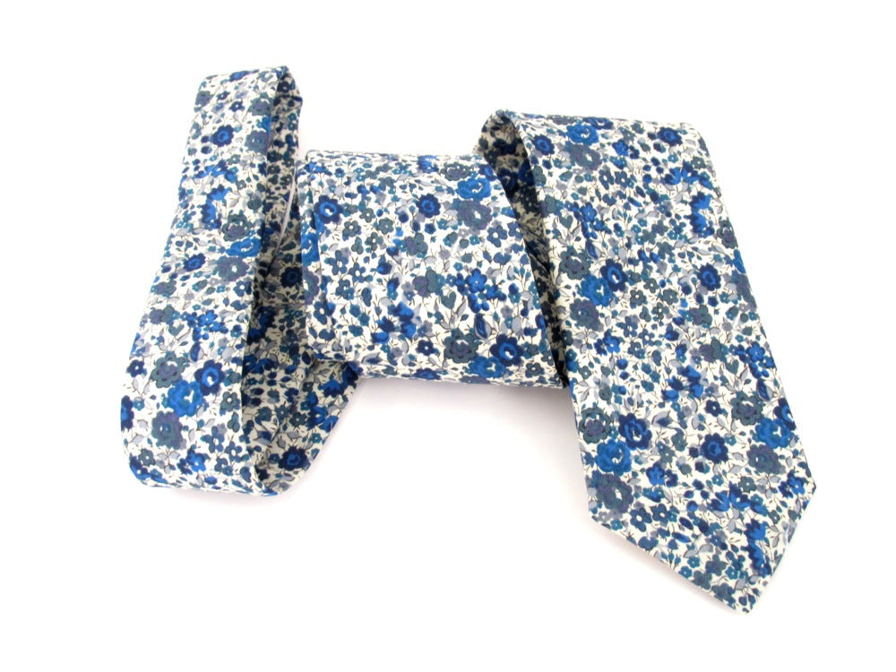 Emma & Georgina Blue Cotton Tie Made with Liberty Fabric
