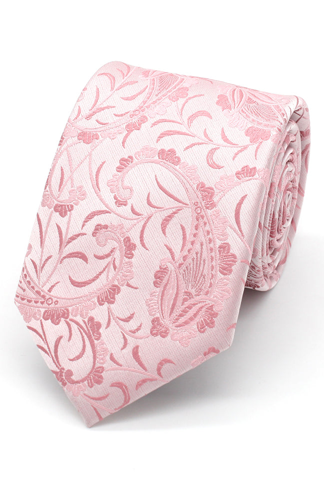 Leafy Paisley Tie Rose Pink