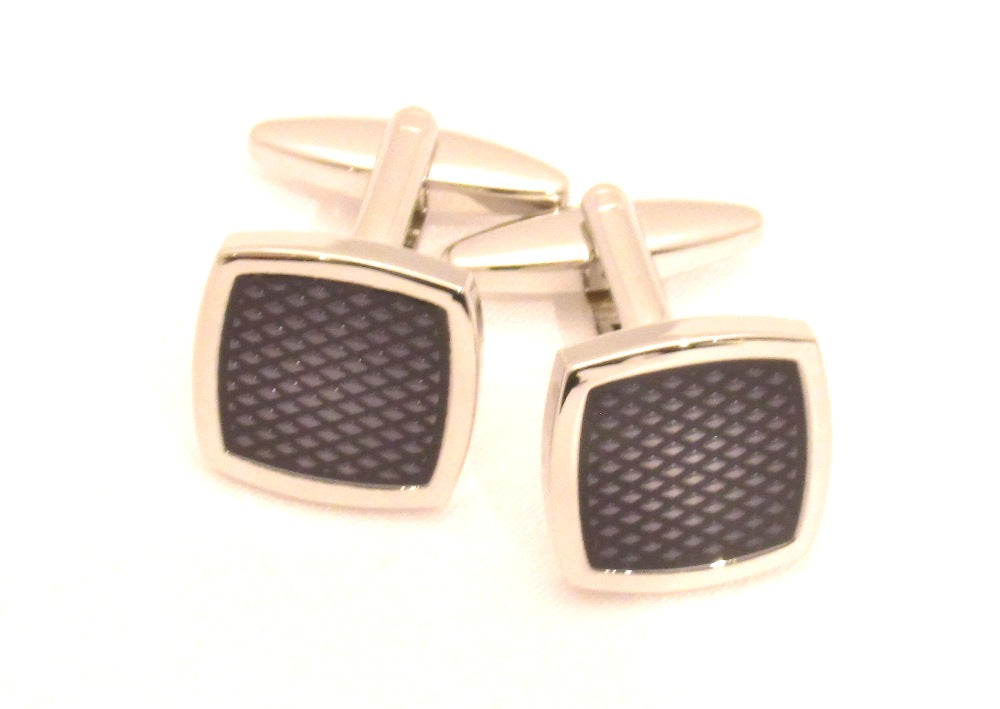 Navy Square Novelty Cufflinks by Van Buck