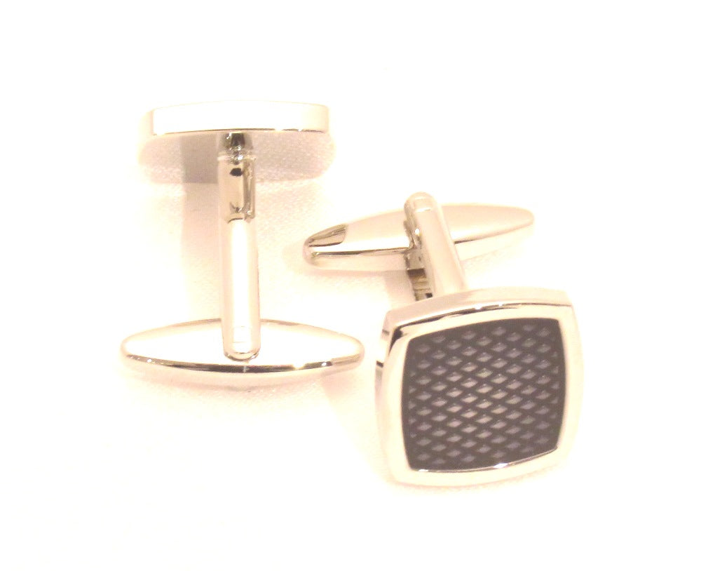 Navy Square Novelty Cufflinks by Van Buck