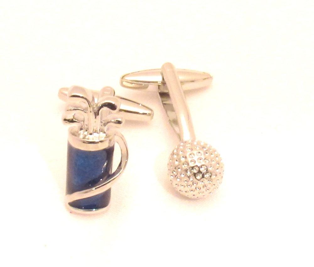 Golf Bag & Ball Novelty Cufflinks by Van Buck