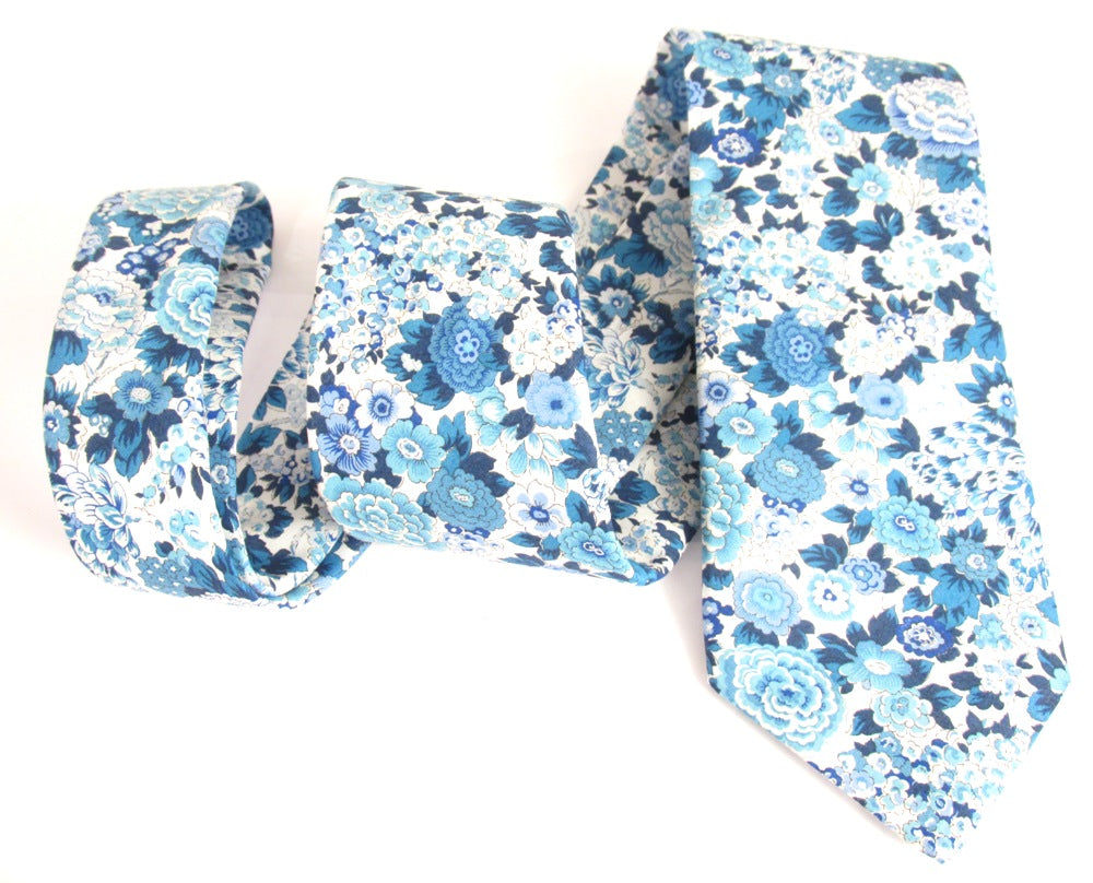 Elysian Day Blue Cotton Tie Made with Liberty Fabric