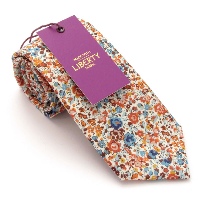Emma & Georgina Orange Cotton Tie Made with Liberty Fabric