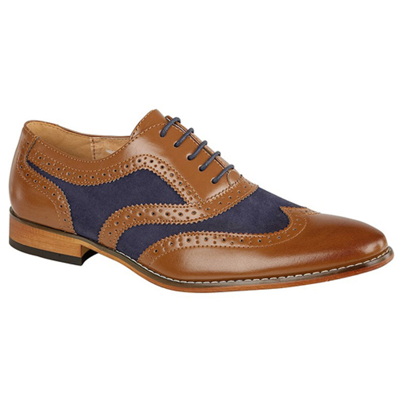 Goor Goor 5 Eye Brogue Oxford Shoes Blue Blue
