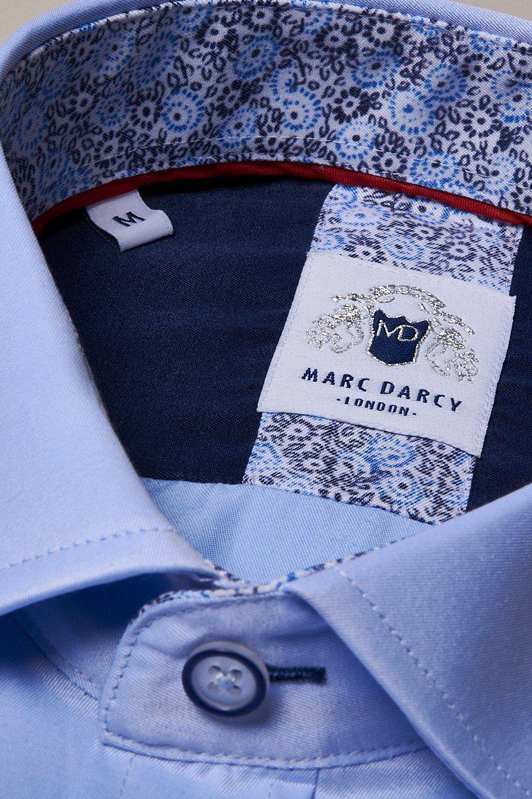 Collar close up ALFIE - Sky Blue Long Sleeve Shirt-Marc Darcy Menswear