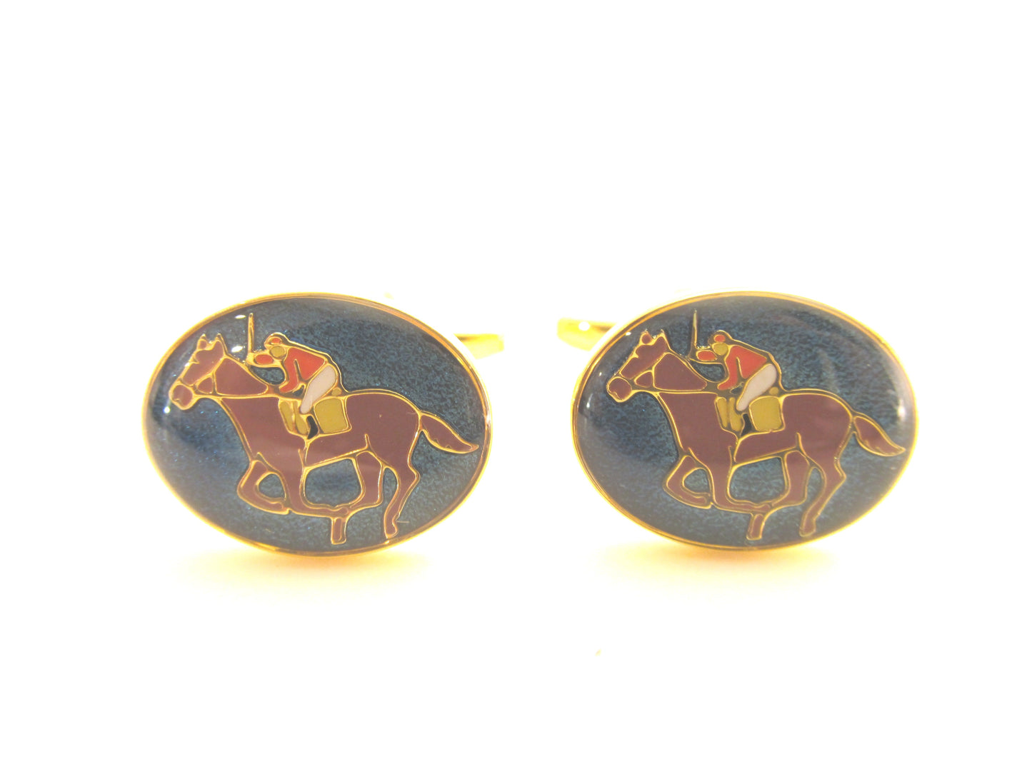 Gold Horse Racing Novelty Cufflinks by Van Buck