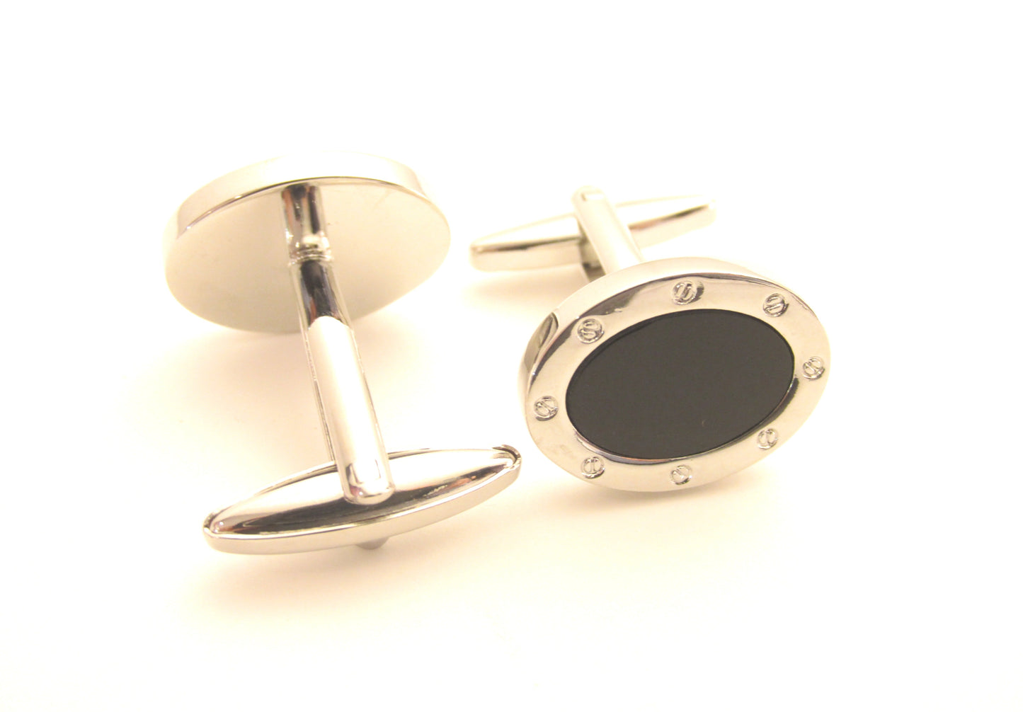 Black Round Onyx Novelty Cufflinks by Van Buck