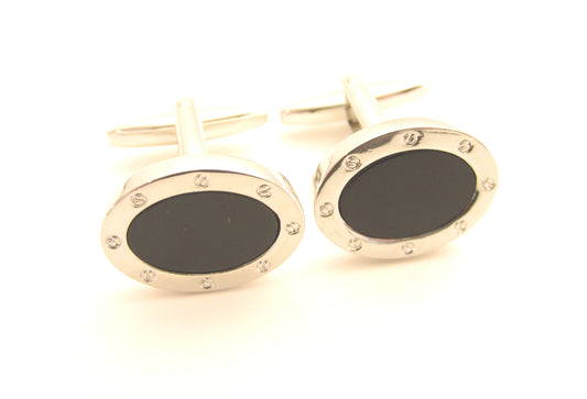 Black Round Onyx Novelty Cufflinks by Van Buck