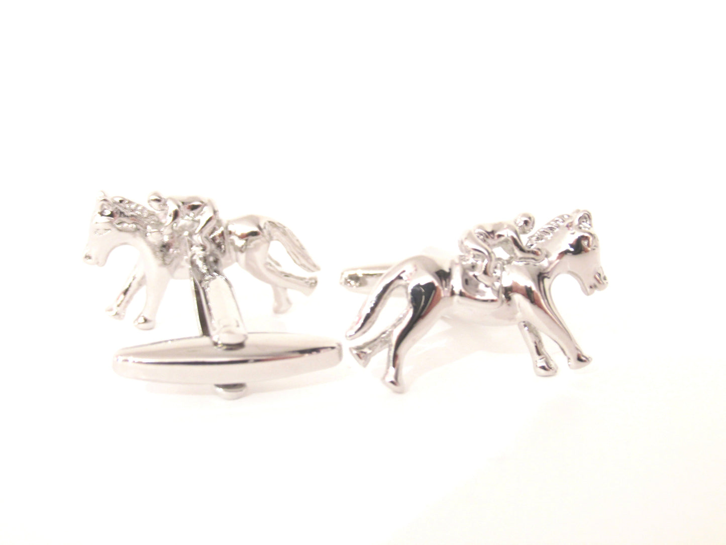 Silver Jockey Horse Racing Novelty Cufflinks by Van Buck
