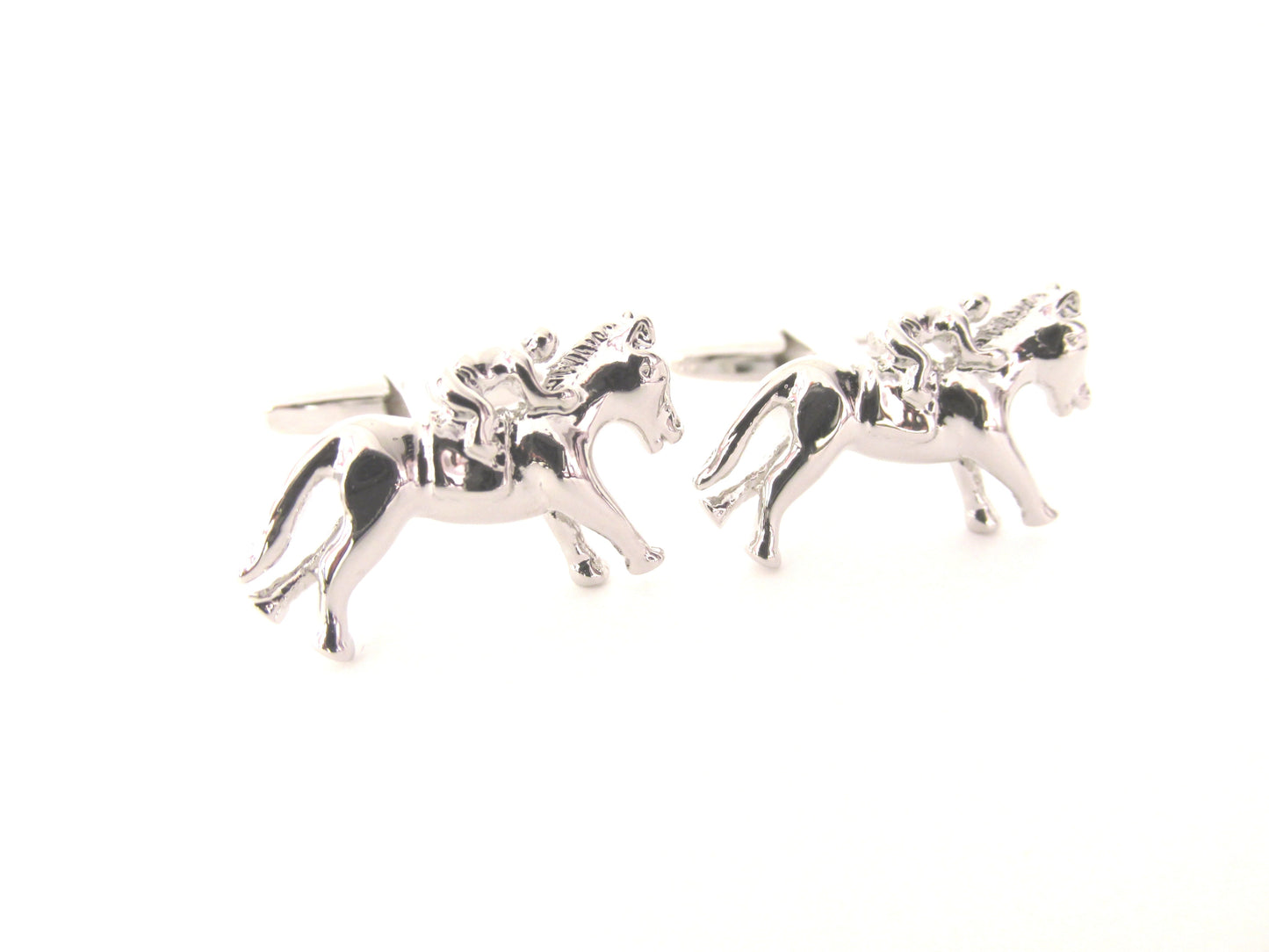 Silver Jockey Horse Racing Novelty Cufflinks by Van Buck