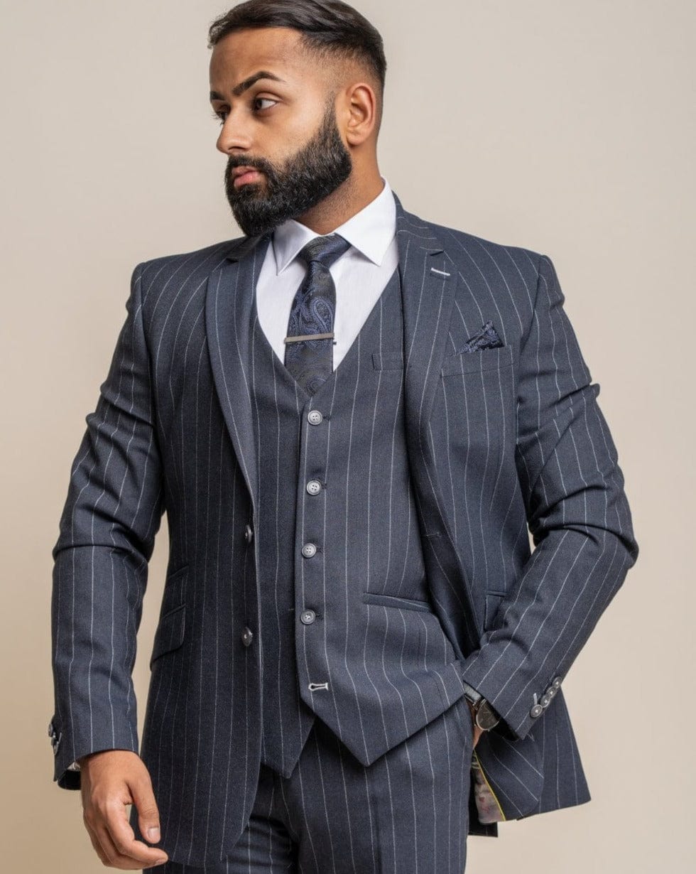 Invincible Navy Pinstripe Waistcoat