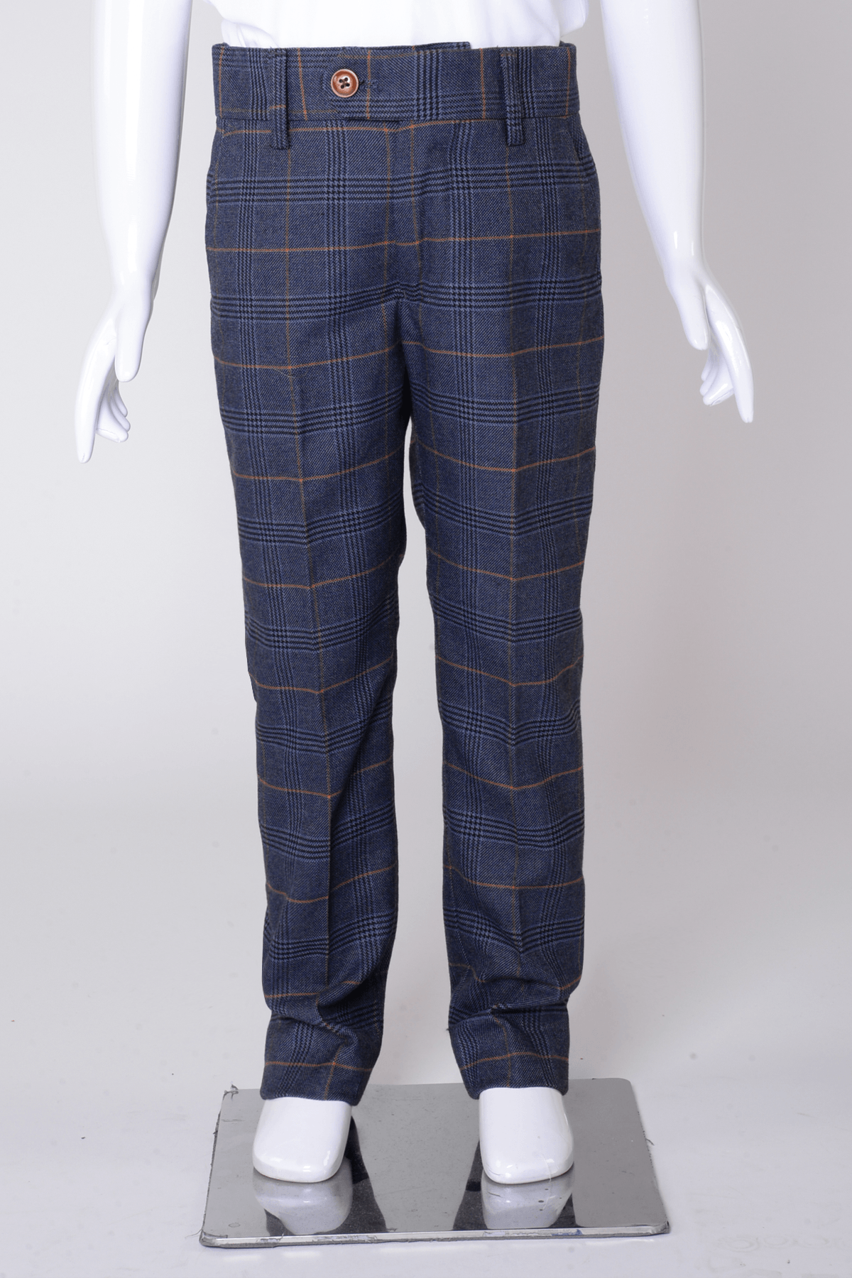 Boy Kid wearing JENSON - Childrens Marine Navy Check Suit-Marc Darcy Menswear