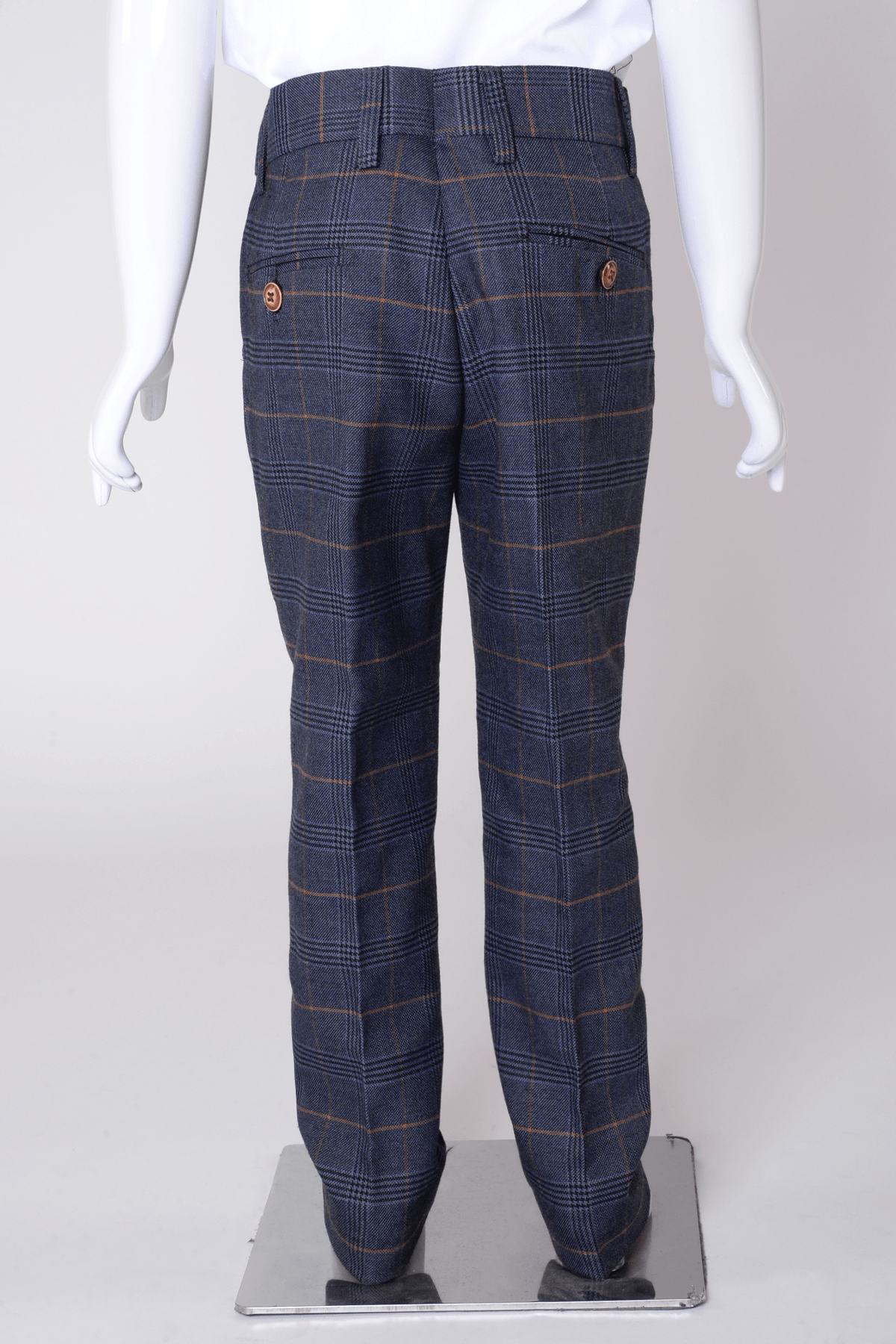Boy Kid wearing JENSON - Childrens Marine Navy Check Suit-Marc Darcy Menswear