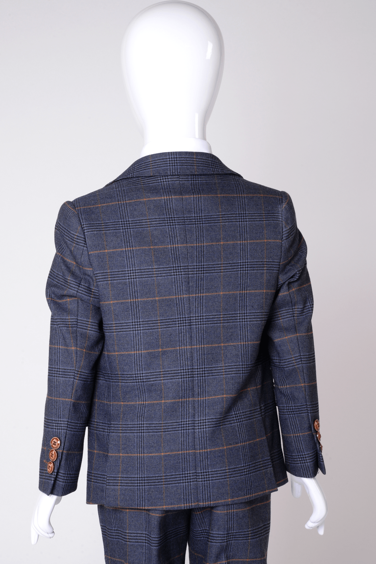 Boy Kid wearing JENSON - Childrens Marine Navy Check Suit-Marc Darcy Menswear