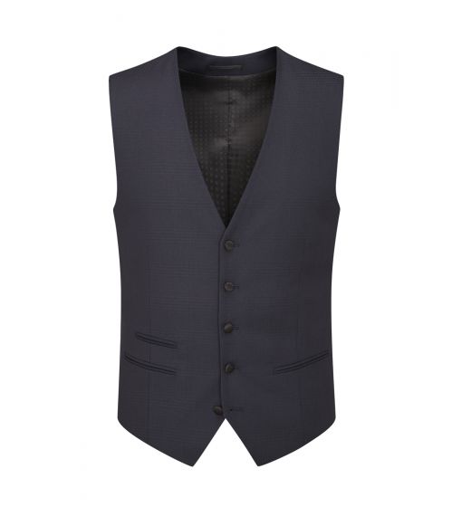 Newman Navy Self Check Dinner Suit Waistcoat