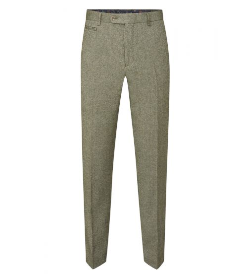 Jude Sage Herringbone Tweed Tappered Trousers