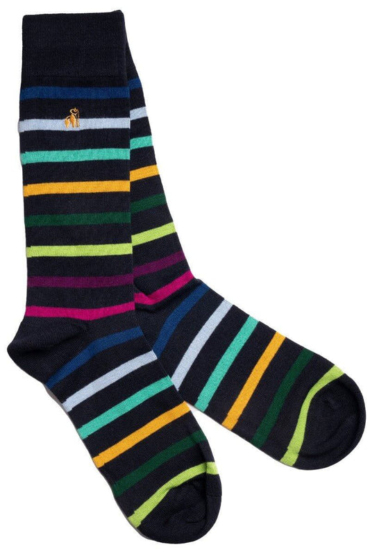 Socks - Black Small Striped Bamboo Socks