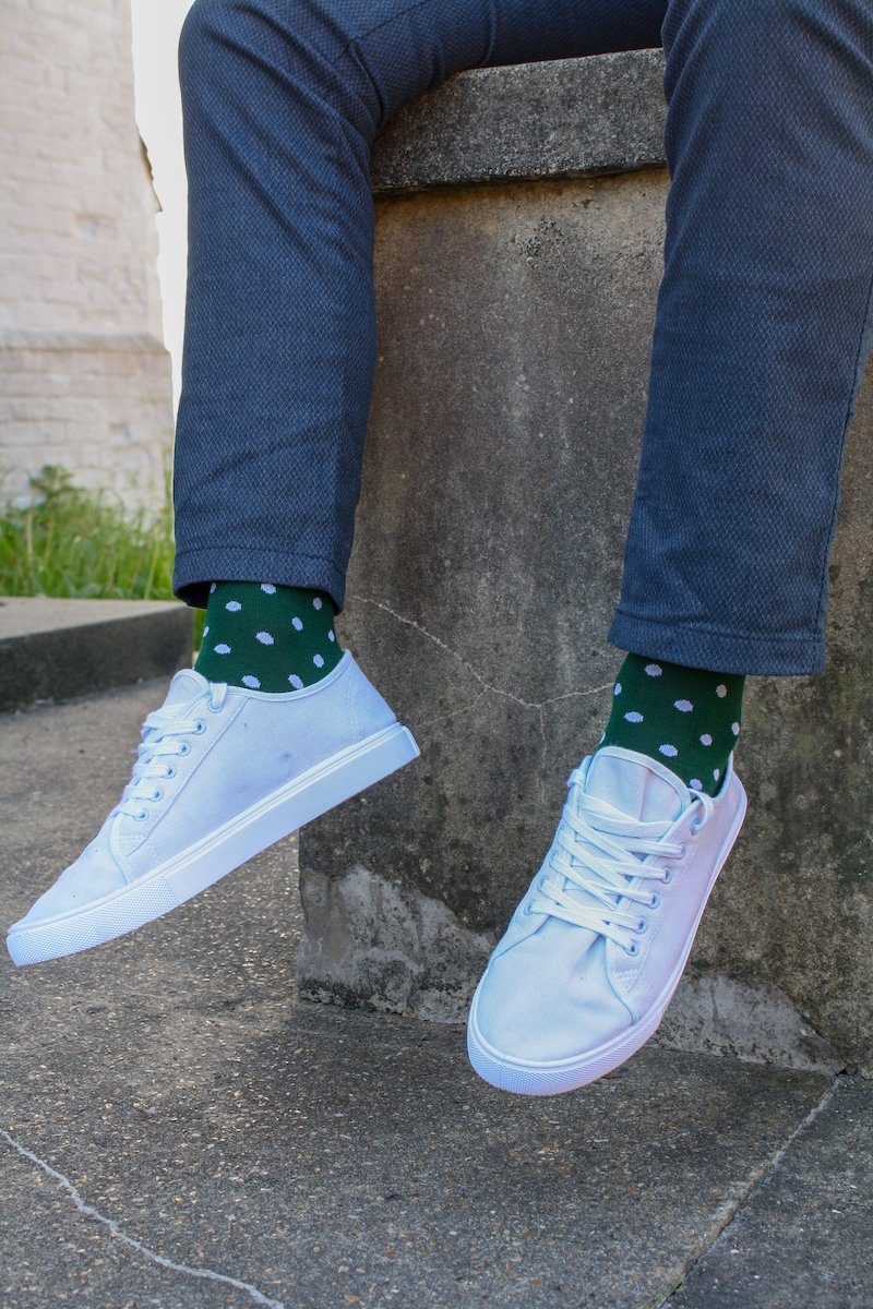 Socks - Dark Green Polka Dot Bamboo Socks