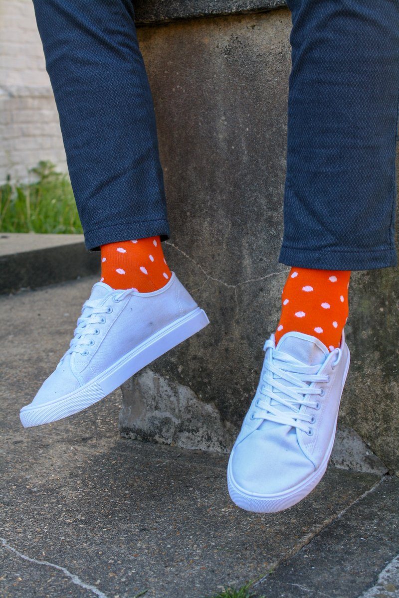 Socks - Orange Polka Dot Bamboo Socks