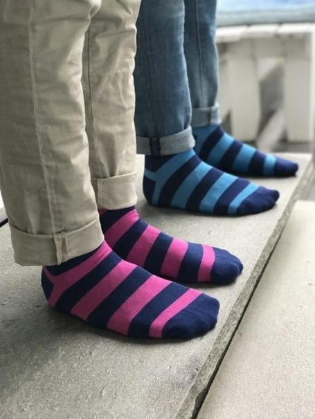 Socks - Rich Pink Striped Bamboo Socks