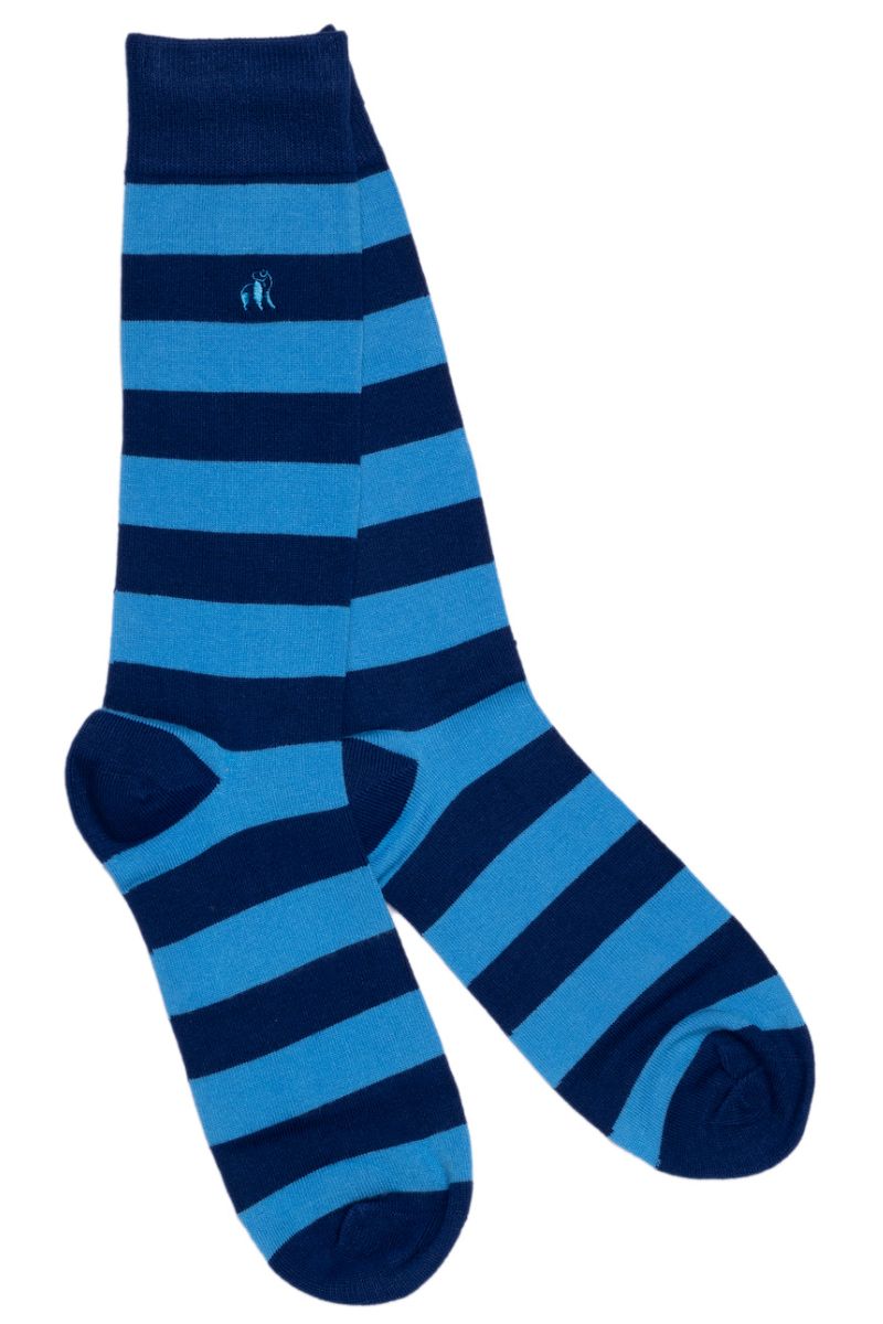 Socks - Sky Blue Striped Bamboo Socks