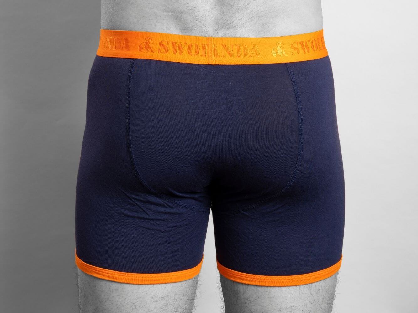 Underwear - Bamboo Boxers - Navy / Orange Band